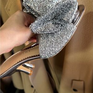 Gianni Bini Silver Bow-Accent Slingback Sandals